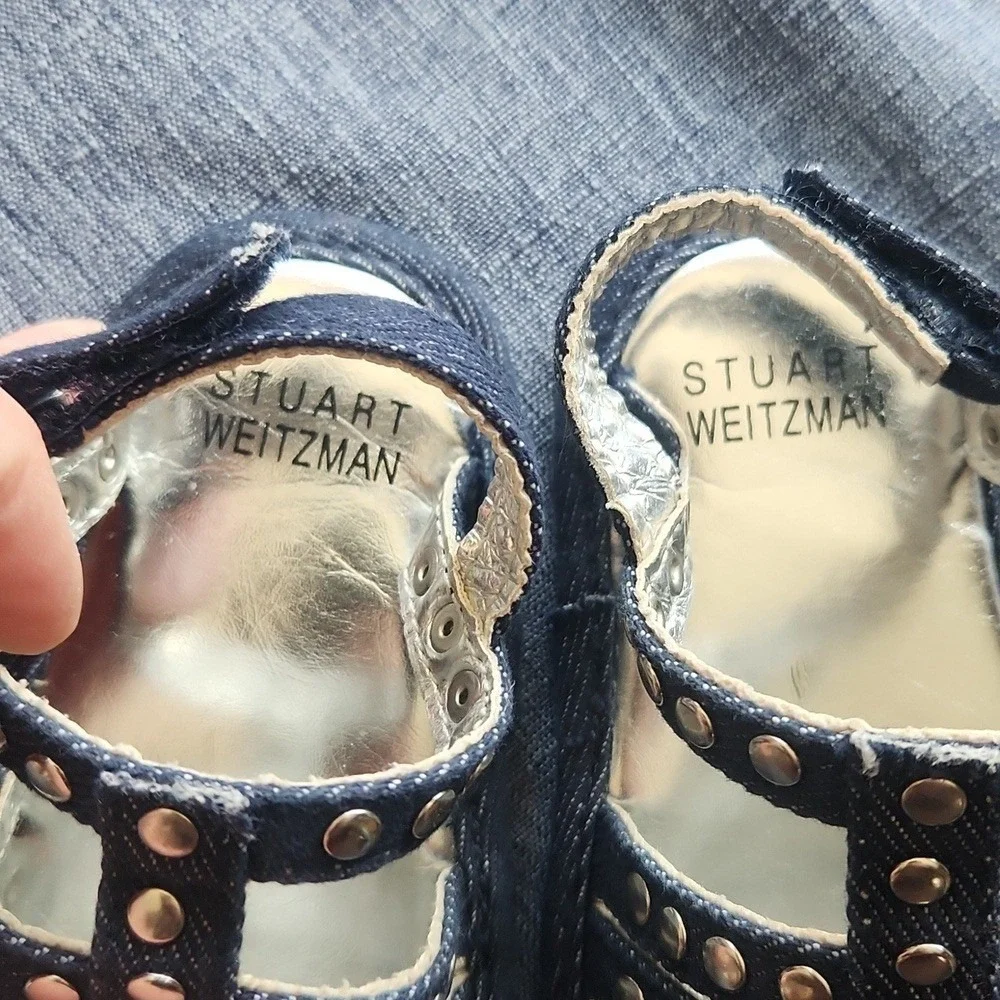 Stuart Weitzman Baby Kemp Gladiator Denim Sandal Studded glamoratti shore Size 3
